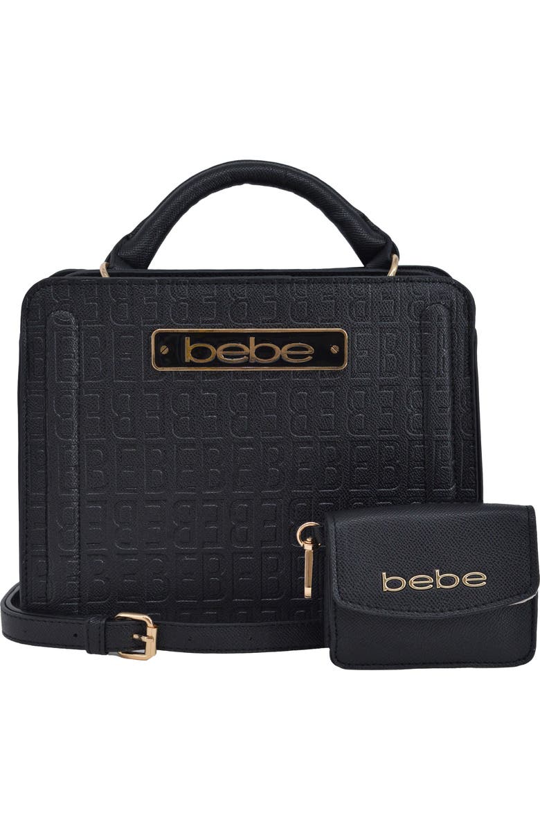 bebe Thea Small Satchel with Card Wallet, Main, color, Black