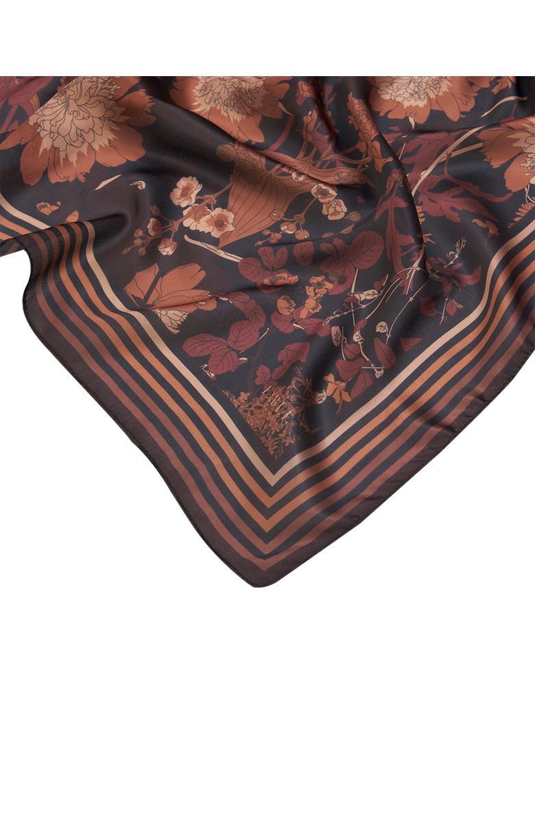 Fable England Deco Blooms Black Square Scarf, Alternate, color, Black