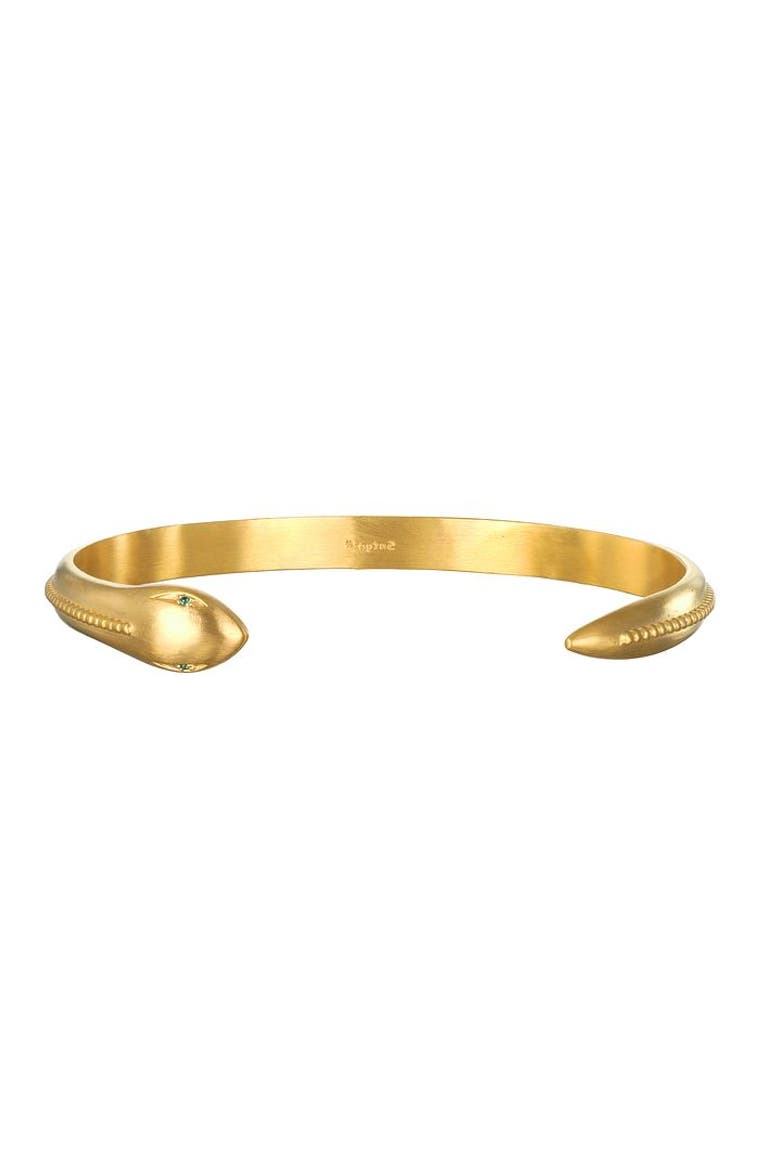 Sacred Guidance Snake Cuff Bracelet, Main, color, Metallic Gold