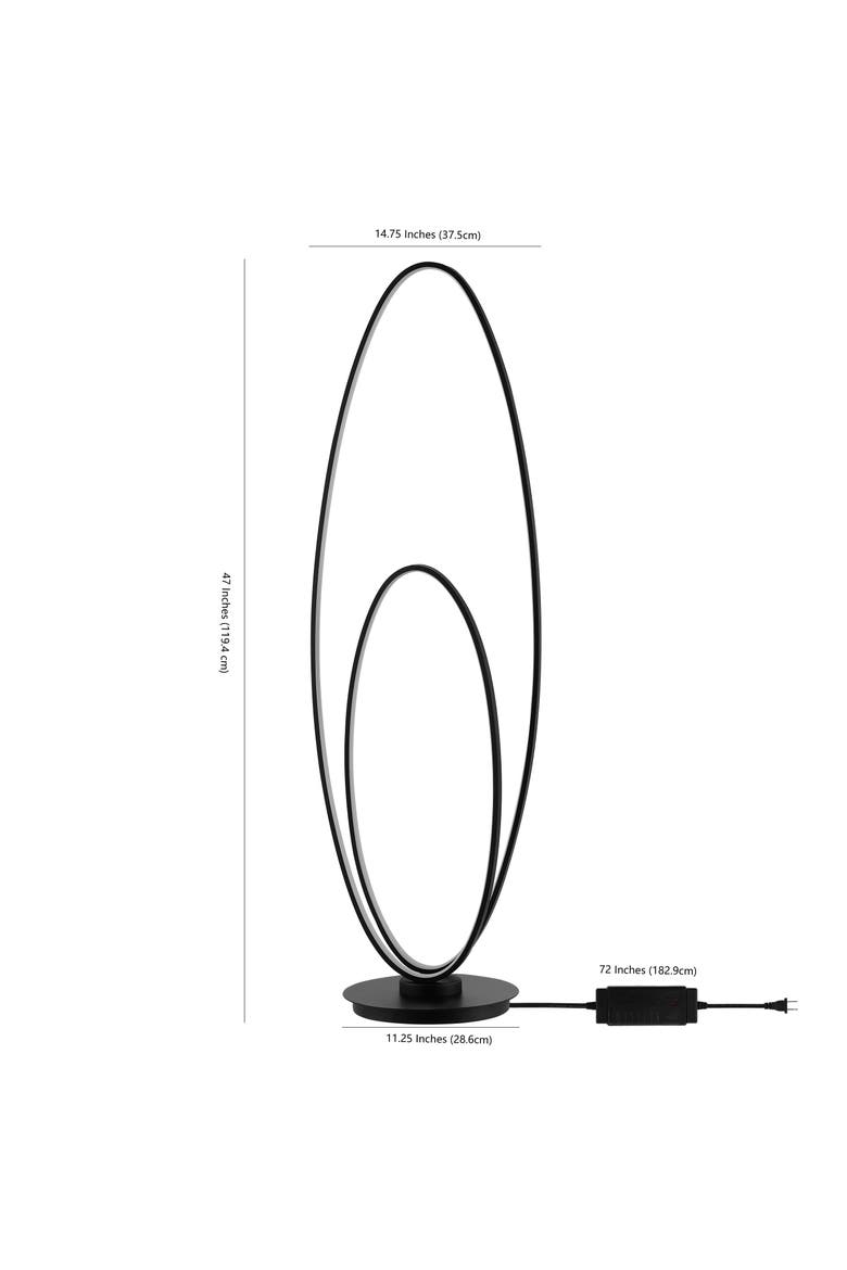 Looper Metal Modern Contemporary Oval Dimmable Integrated LED Floor Lamp, Alternate, color, Black
