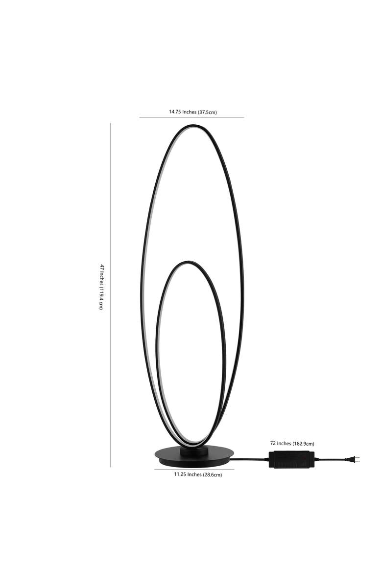 JONATHAN Y Looper Metal Modern Contemporary Oval Dimmable Integrated LED Floor Lamp, Alternate, color, Black