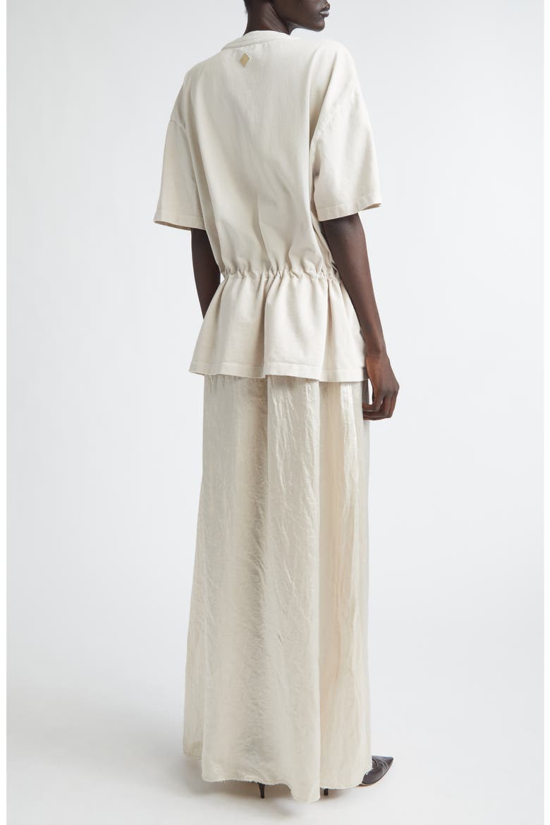 Joopy Drawstring Waist Mixed Media T-Shirt Dress, Alternate, color, BUTTER