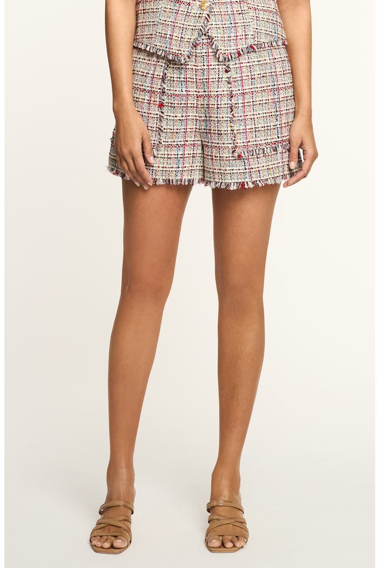 Allen Wildflower Fringe Trim Tweed Shorts, Main, color, IVORY MULTI