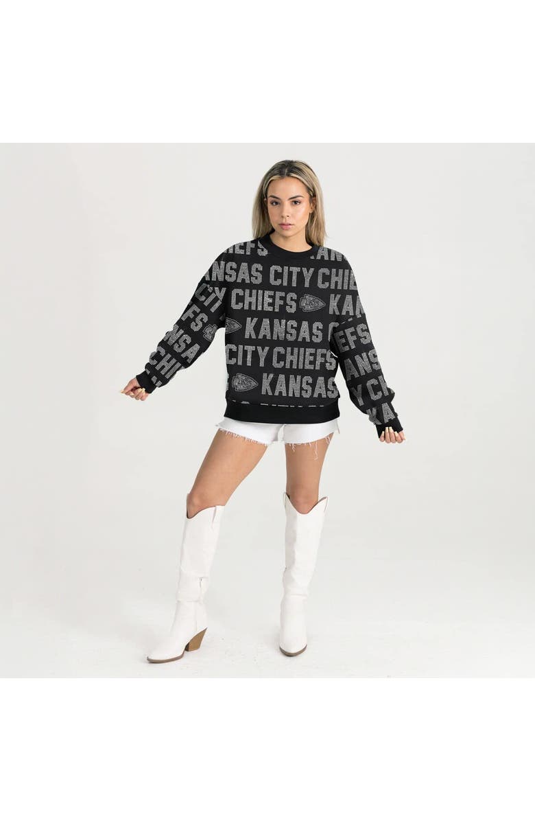 GAMEDAY COUTURE Women's Gameday Couture Black Kansas City Chiefs Relaxed Drop Shoulder Hype Era Rhinestone Text Sweatshirt, Alternate, color, 