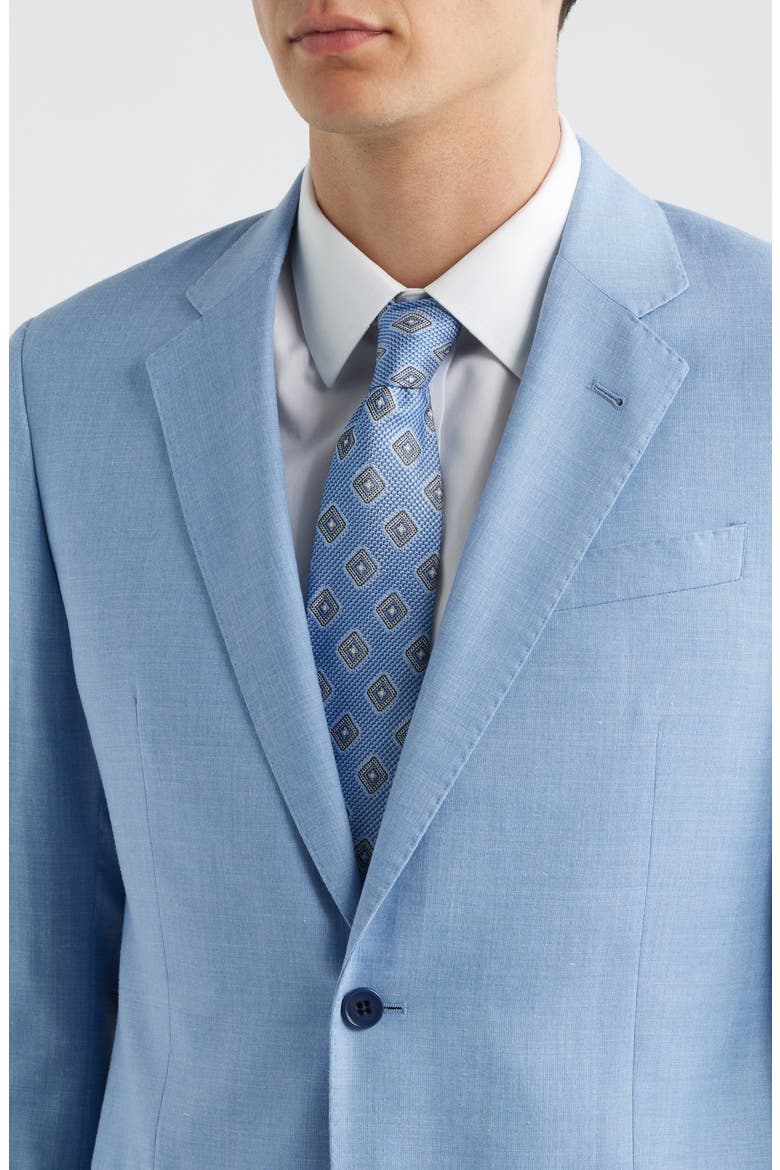 Light Blue Mélange Wool & Silk Blend Suit, Alternate, color, LIGHT BLUE