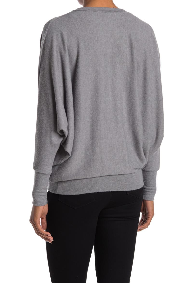 V-Neck Dolman Sleeve Pullover, Alternate, color, HEATHER GREY