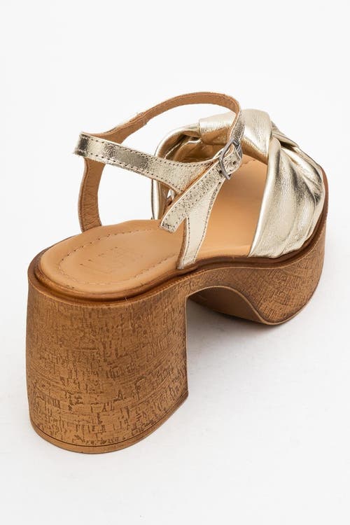 Forever & Always Shoes Tily Platform Wedge Leather Sandal In Gold