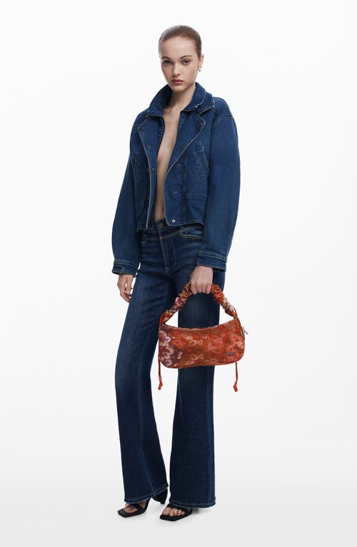 Desigual Floral Print Corduroy Handbag In Orange