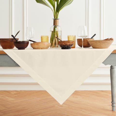 Cotton Linen Plain Table Throw 52 x 52 Inch - Dru