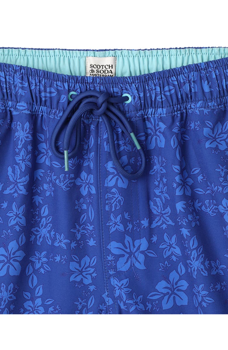 Scotch & Soda Floral Maze Swim Trunks, Alternate, color, Sodalite Blue