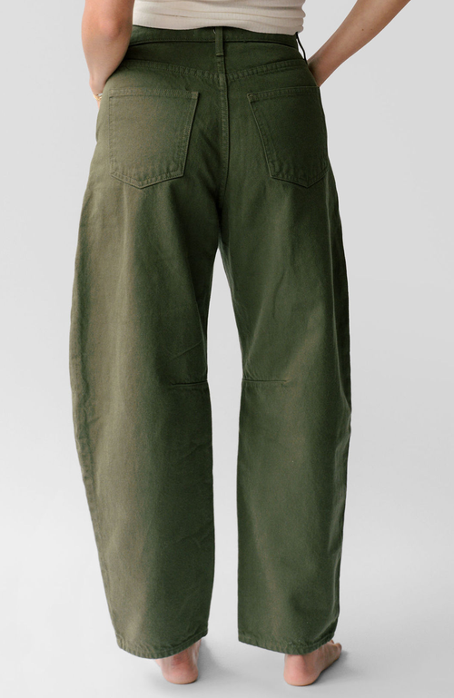 Nelle Atelier The Ali Petite Mid-rise Barrel Jean In Green