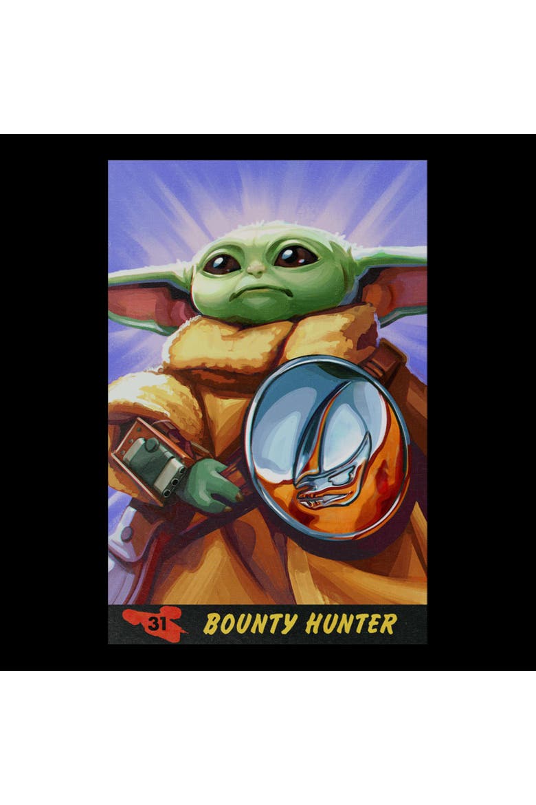 Women's Star Wars The Mandalorian and Grogu The Child Bounty Hunter Comic Art  Graphic T-Shirt, Alternate, color, Black