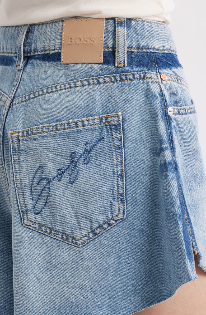 BOSS Orange Gusset Outseams Denim Shorts, Alternate, color, Light Blue