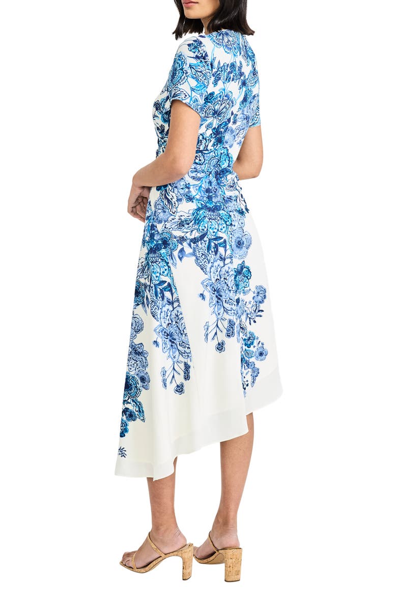 Cap Sleeve Asymmetrical Midi Dress, Alternate, color, WHISPER WHITE/ DUTCH BLUE