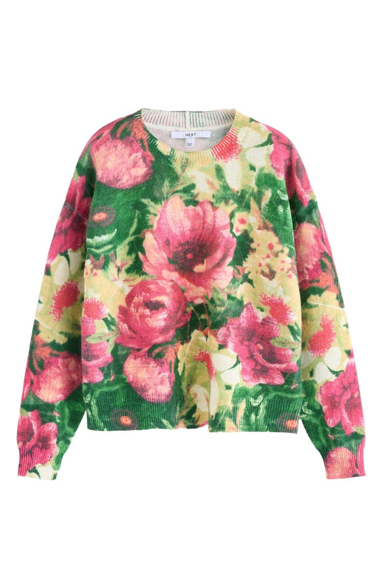 NEXT Floral Print Crewneck Sweater, Alternate, color, Pink