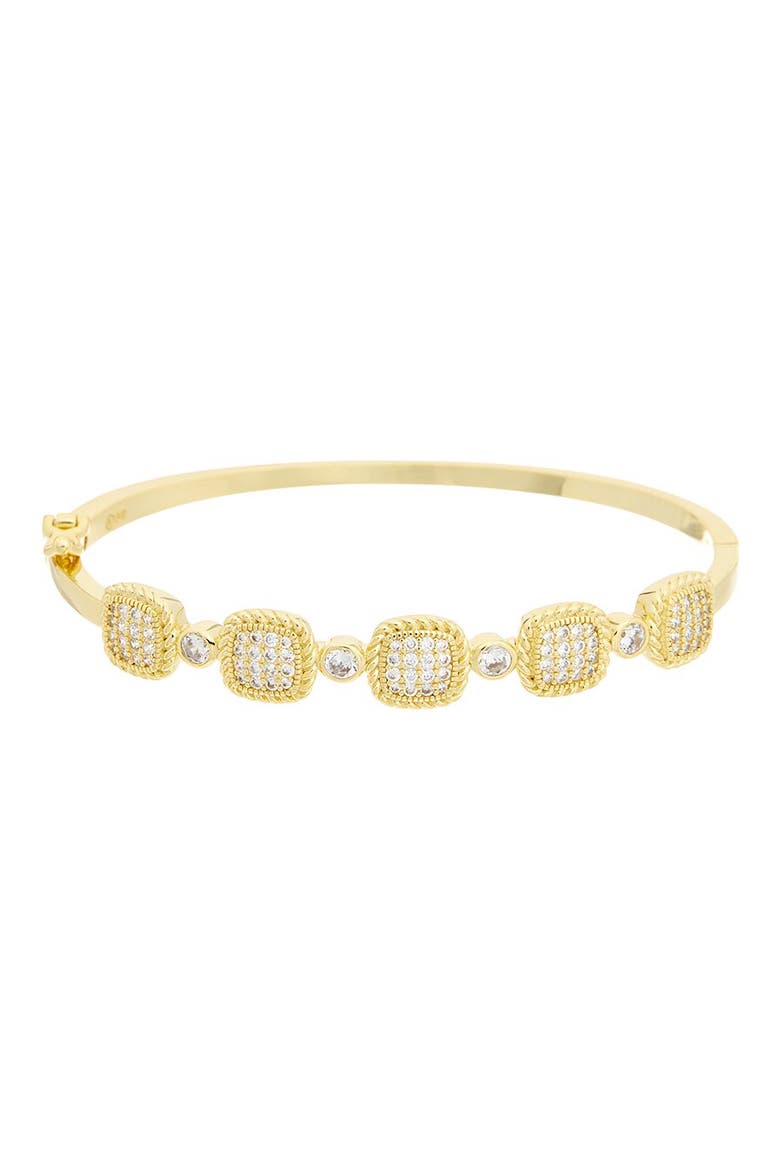 Cubic Zirconia Hinged Bangle Bracelet, Main, color, YELLOW GOLD