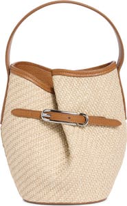 LIFFNER Mini Belted Raffia Bucket Bag