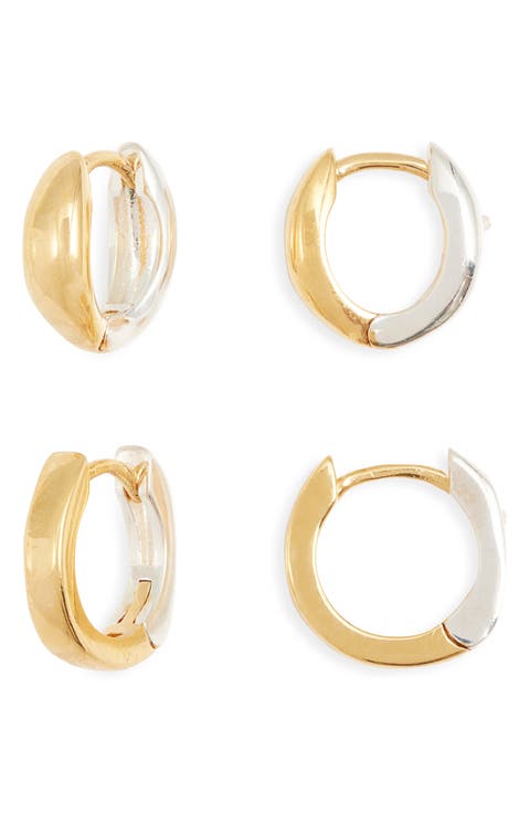Demi Fine Set of 2 Huggie Hoop Earrings