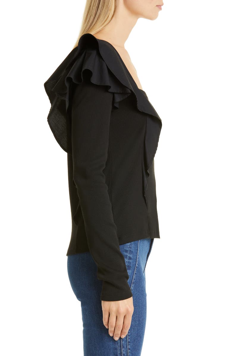 Veronica Beard Gidea Ruffle Mixed Media Top, Alternate, color, 