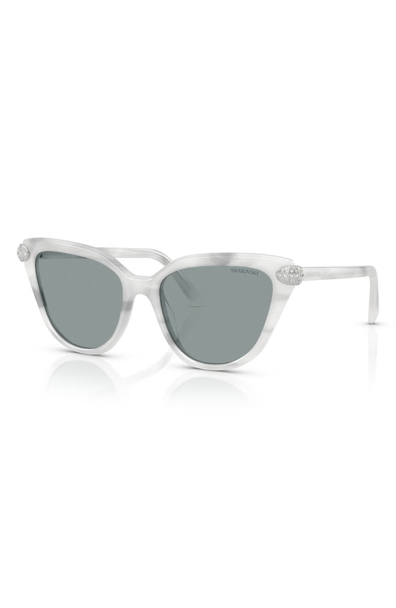 Swarovski 56mm Cat Eye Sunglasses, Alternate, color, White Havana/ Dark Grey