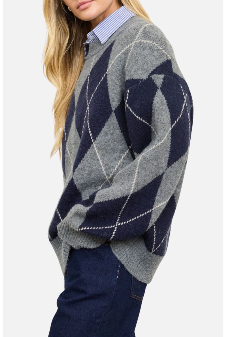Oversized Argyle Sweater, Alternate, color, NAVY MULTI