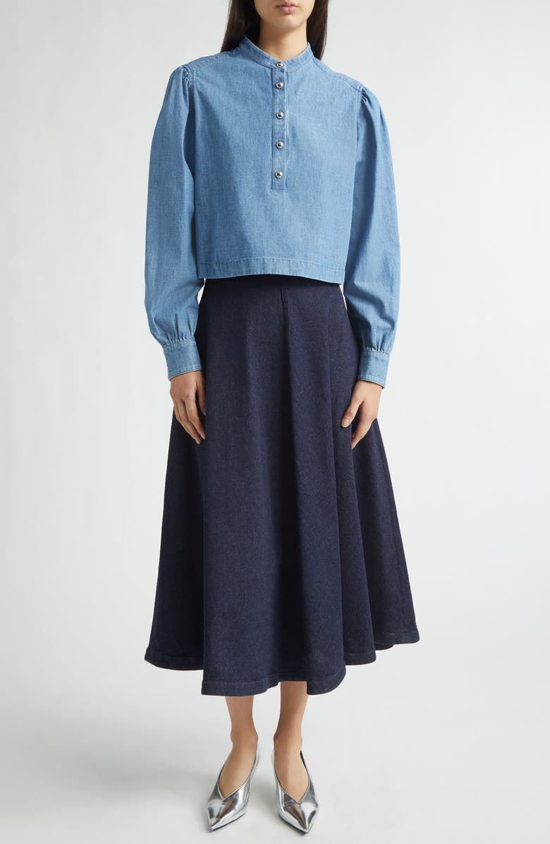 Altuzarra Margot Crop Chambray Top, Alternate, color, Indigo