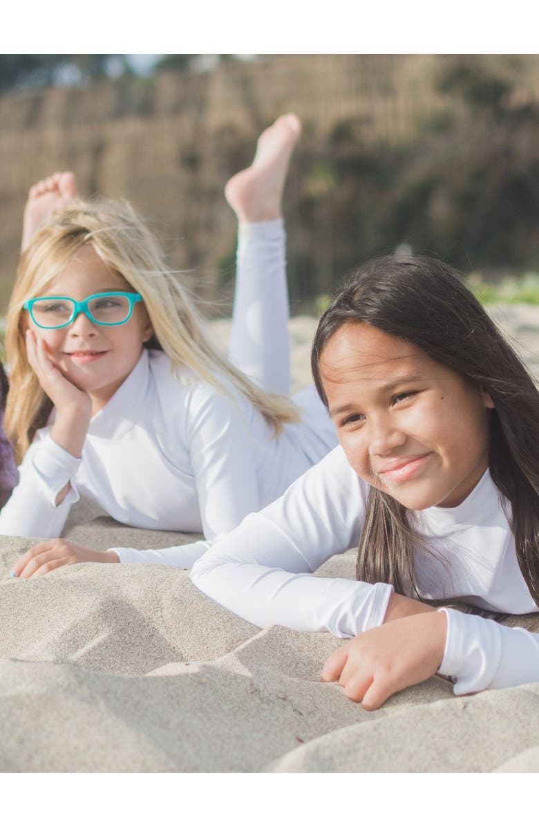 TUTUBLUE Girls' Rash Guard Swim Top - UPF 50+, Alternate, color, Solid Bright White