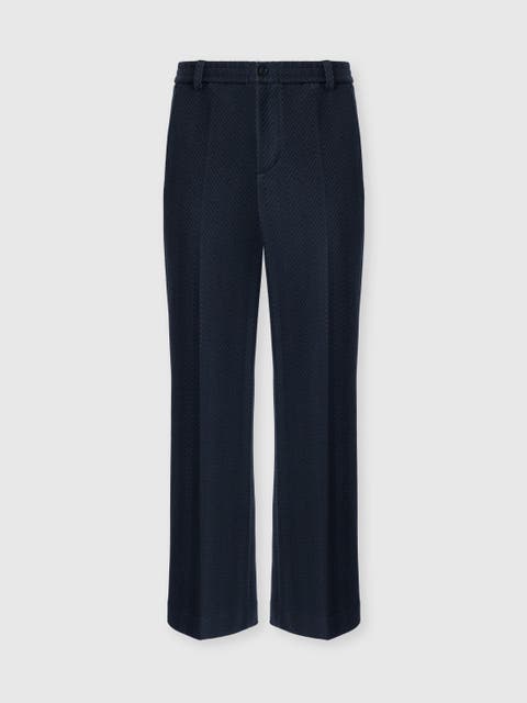 Tone-on-tone Chevron Cotton And Viscose Trousers