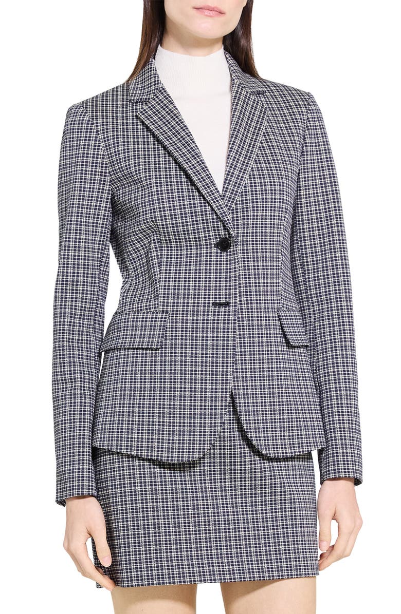 Theory Carissa Plaid Blazer, Alternate, color, Almond Multi