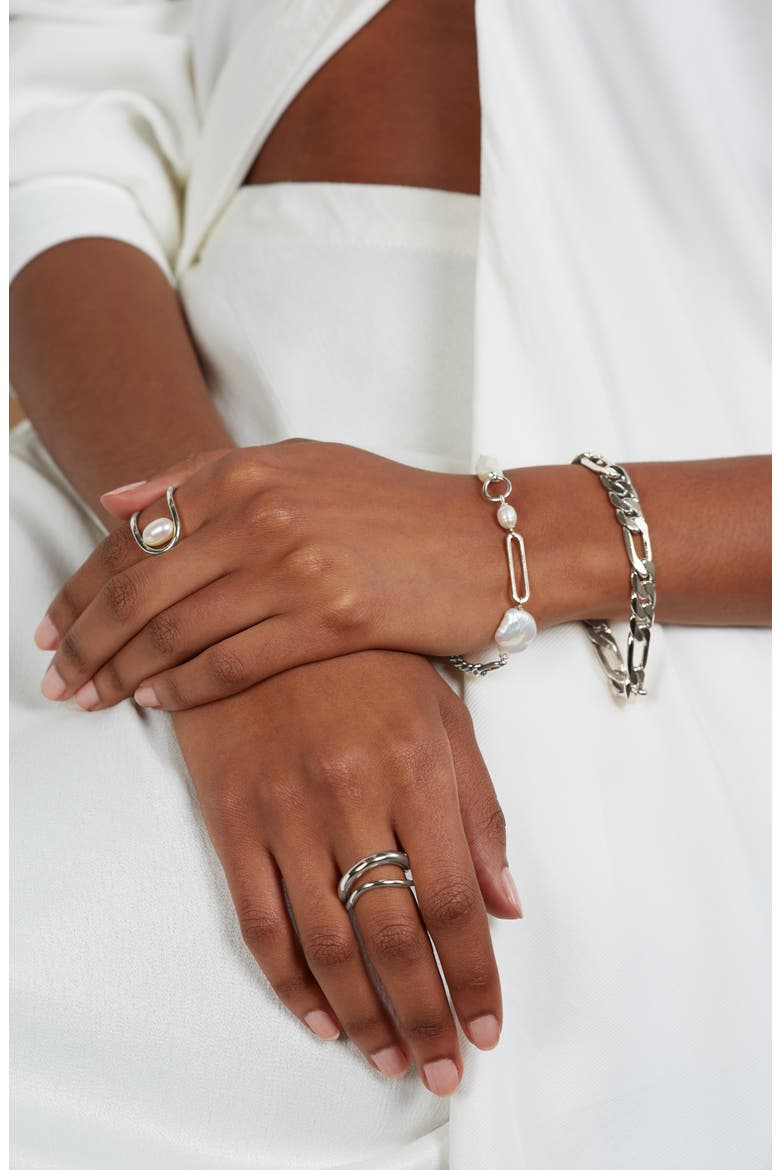 Large Figaro Chain Bracelet, Alternate, color, SILVER