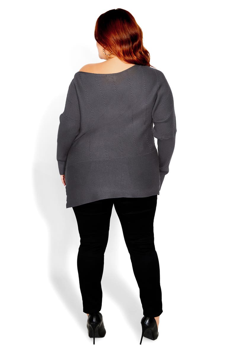 City Chic Madeleine Off-the-Shoulder Knit Top, Alternate, color, Smoke