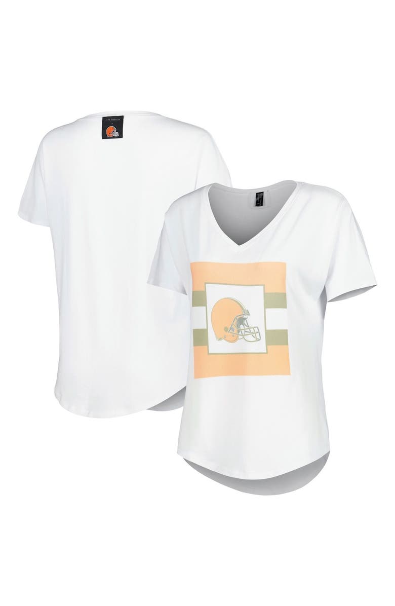 KIYA TOMLIN Women's KIYA TOMLIN White Cleveland Browns Tri-Blend V-Neck T-Shirt, Main, color, 