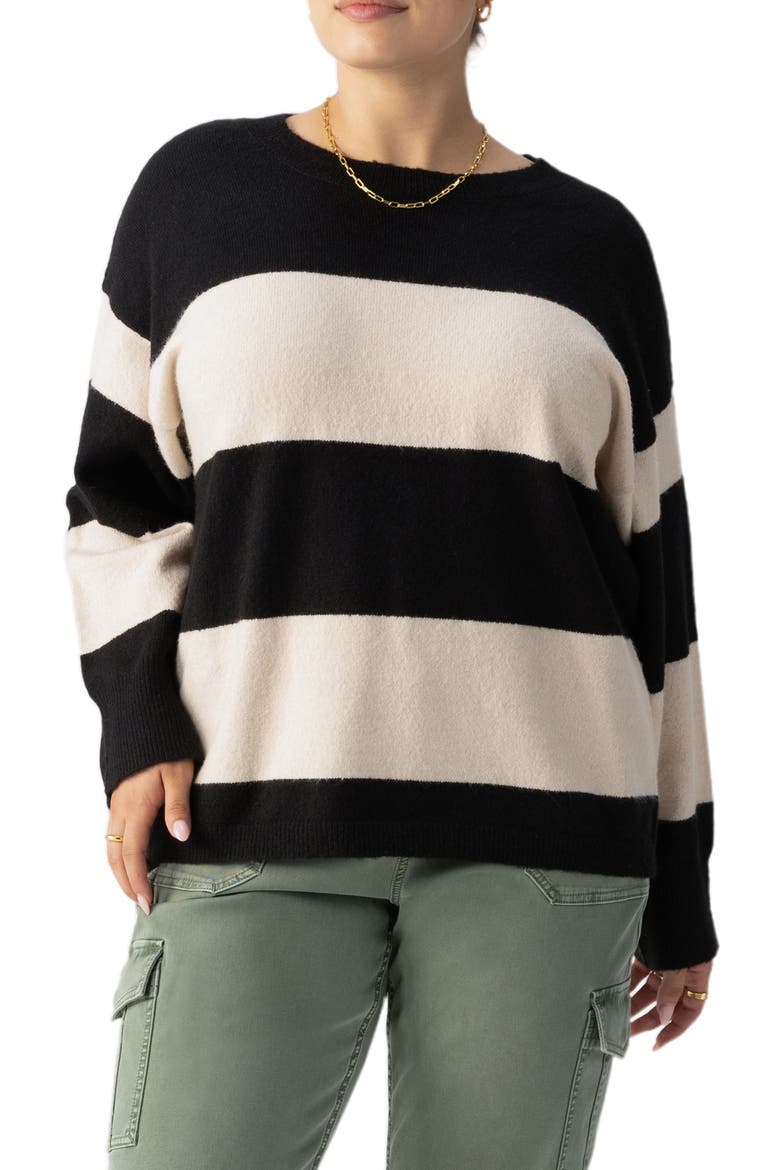 Cuddle Up Stripe Sweater, Main, color, TOASTED ALMOND