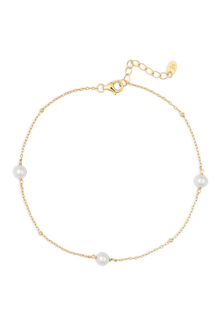 Faux Pearl Station Anklet, Alternate, color, GOLD