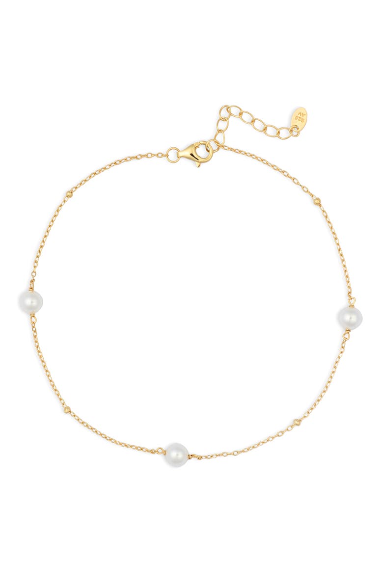 ARGENTO VIVO Faux Pearl Station Anklet, Alternate, color, Gold