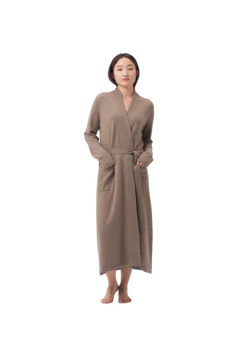 Long Cashmere Robe, Alternate, color, taupe