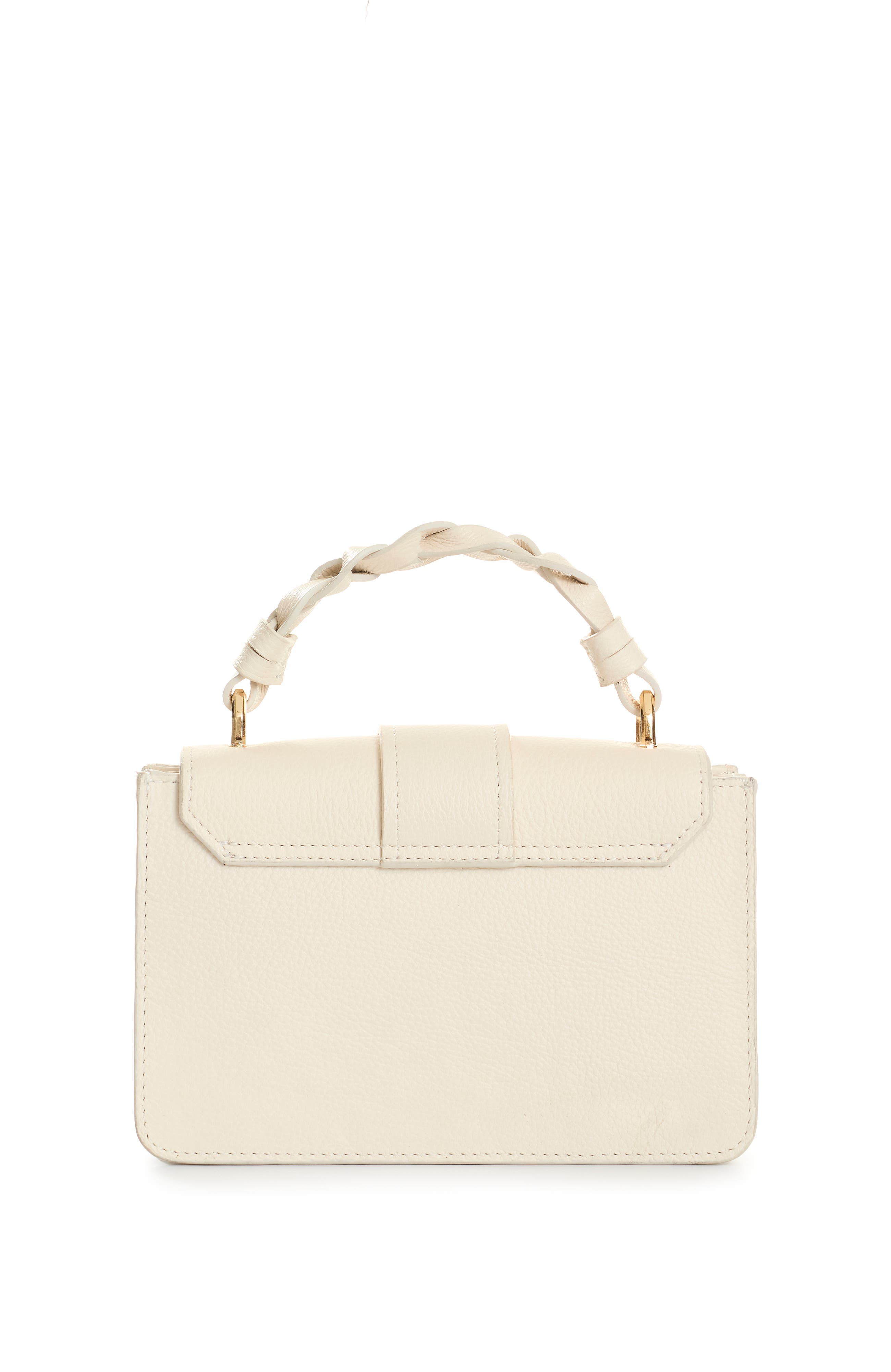 Garniel Hands-Free Leather Bag with Woven Handle, Alternate, color, White