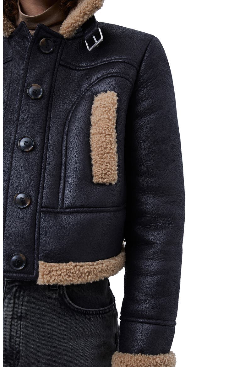 Belen Faux Shearling Crop Jacket, Alternate, color, BLACK-BROWN