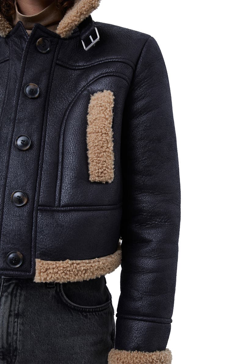 French Connection Belen Faux Shearling Crop Jacket, Alternate, color,