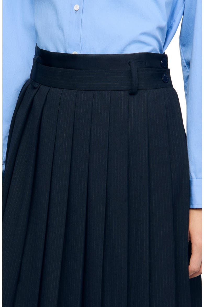 Midi pleated skirt, Alternate, color, Navy blue