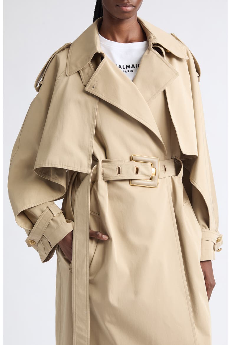Belted Cotton Gabardine Trench Coat, Alternate, color, 0AN SAND