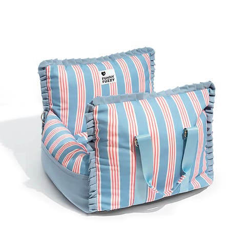 Vintage Lace Stripe Travel Safety Dog Car Seat Bed