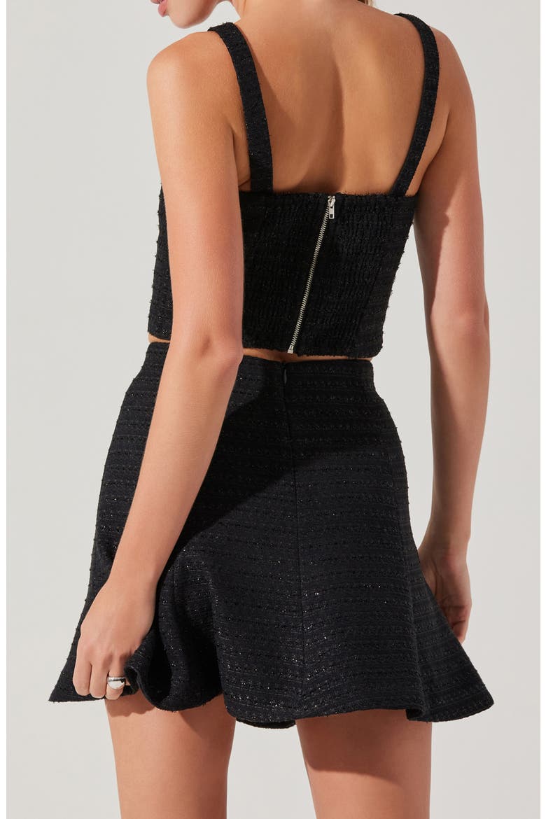 Kiona Diamante Tweed Crop Top, Alternate, color, BLACK