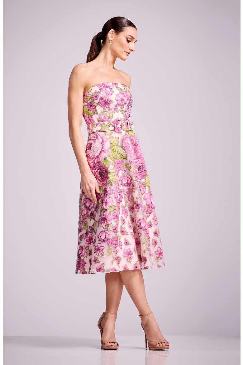 Allegra Brocade Strapless Cocktail Dress, Alternate, color, PINK BLOSSOM MULTI