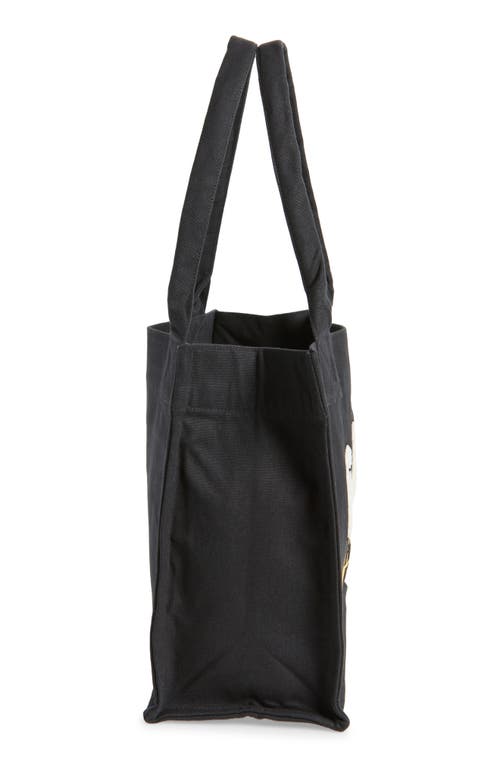 Ganni Banana Print Large Tote Bag With Structured Shape In Black