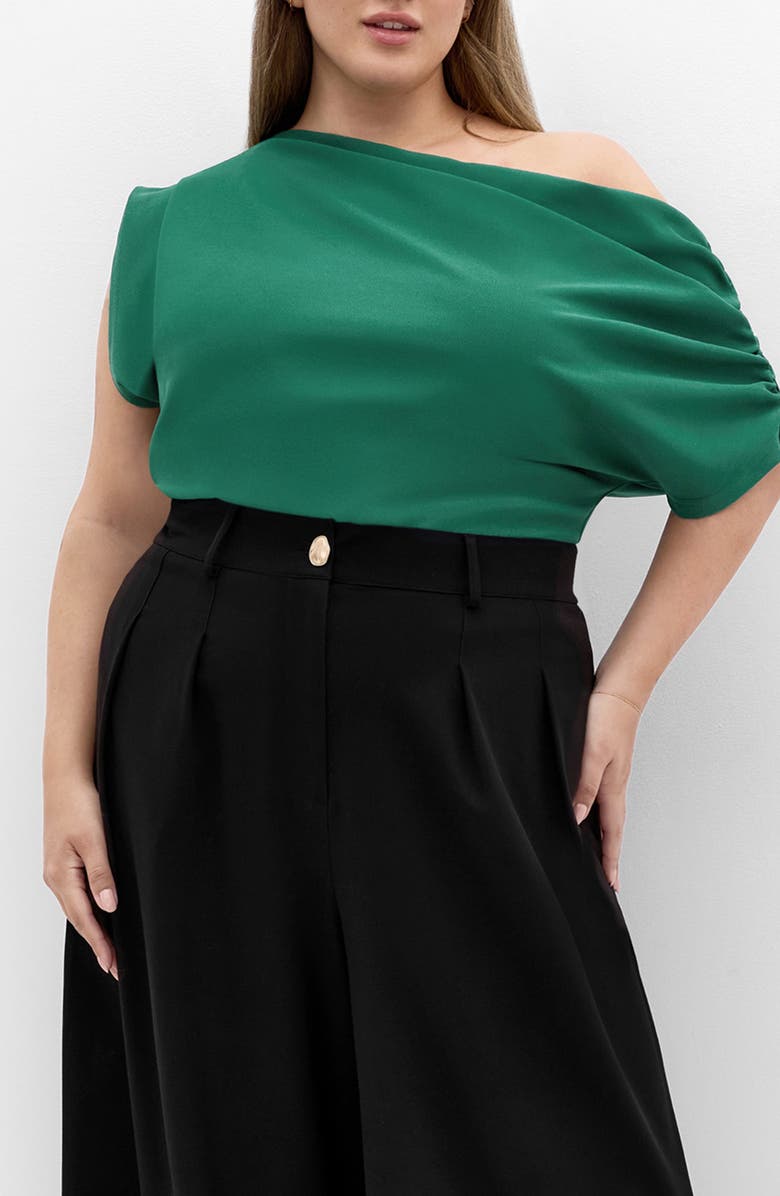 City Chic Imani One-Shoulder Top, Main, color, Jade