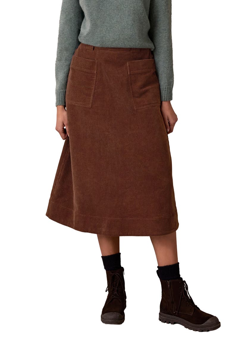 Utility Cord Midi Skirt, Main, color, Chocolate