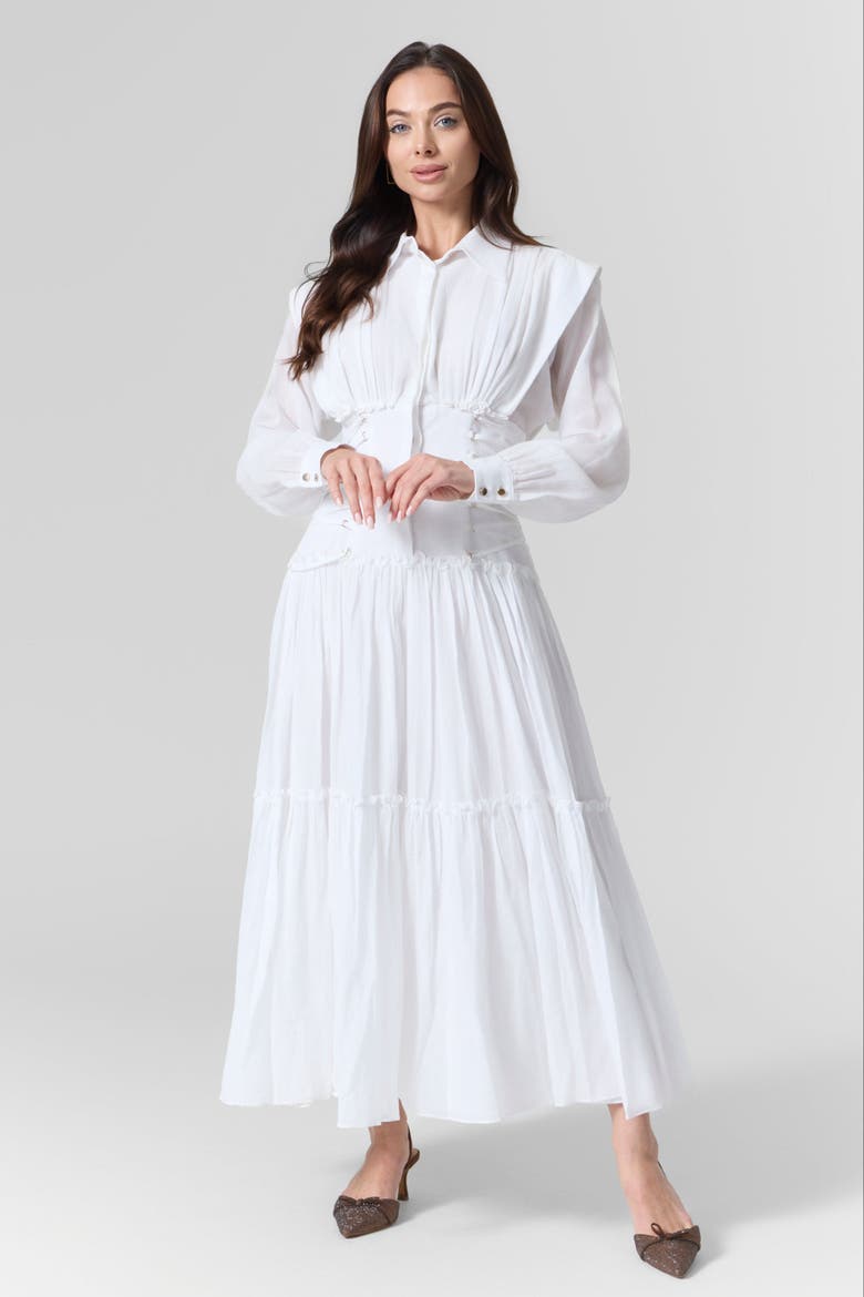 Silk Cotton Long Dress, Alternate, color, White