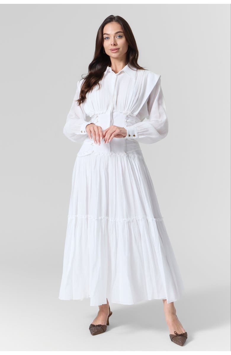 Le Fafo Silk Cotton Long Dress, Alternate, color, White
