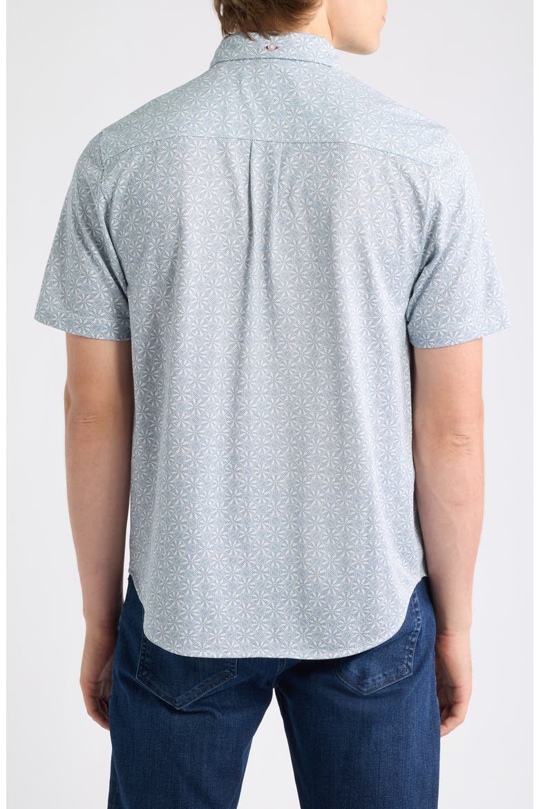 San Lucio Breeze Block IslandZone® Knit Short Sleeve Cotton Blend Button-Up Shirt, Alternate, color, BLUE ASH